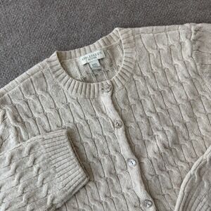Appleseeds Wool Cardigan Sweater Cream Woman's Size PXL Grandma Core